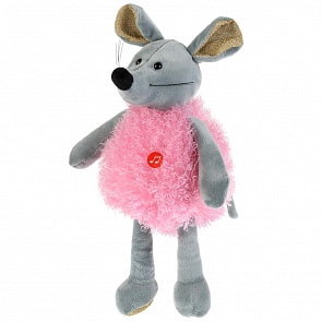 Игрушка мягкая с музыкальным чипом - Мышка в розовом, 16 см. (Мульти-пульти, 20405T)