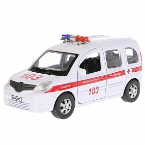 Модель Renault Kangoo Скорая, 12 см, открываются двери, инерционная (Технопарк, KANGOO-AMB)