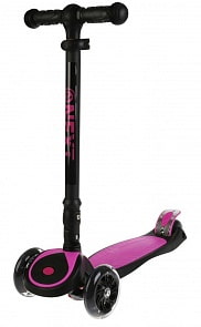 Трехколесный складной самокат, светящиеся колеса 12 и 8 см, розовый (Next, S925L-PINK)