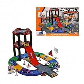 Парковка с 3 уровнями, 36 деталей, 4 инерционные машины (Наша игрушка, 235)