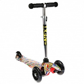 Трехколесный самокат, управление наклоном, светящиеся колеса 12 и 7,6 см (Next, JP-MG-02B-WTP1)