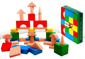 Конструктор деревянный цветной 42 детали (Престиж, СЦ1201)