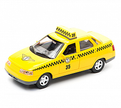 Инерционная машина металлическая Lada 110 «Такси» свет, звук 1:43 (Технопарк, A553-H11064sim) - миниатюра