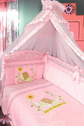 Комплект в кроватку – Сладкий сон, 7 предметов, розовый 