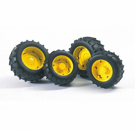Bruder. Шины для системы сдвоенных колес с желтыми дисками  