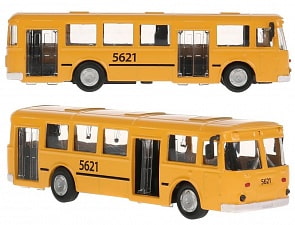 Автобус металлический инерционный 15 см, открываются двери (Технопарк, SB-16-57WB)