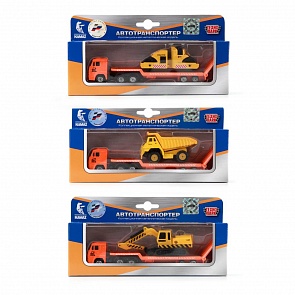 Машины металлические - Камаз автотранспортер 15,6 см с дополнительной машинкой 7,5 см в комплекте (Технопарк, SB-15-04-6-WB(L2))