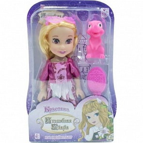 Кукла Красотка из серии Волшебная Сказка, 15 см. с пвх дракончиком 5 см., с очками и расческой (1toy, Т10164)