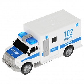 Машина Полиция 20 см свет-звук двери открываются инерционная пластиковая (Технопарк, A1117-4R)