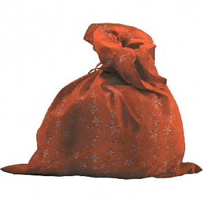 Мешок Деда Мороза, красный со снежинками, сатин (Батик, М-3)