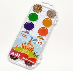 Акварель медовая п/сухая - Сказочный мир, 24 цветов, без кисти (Arti, К000369)