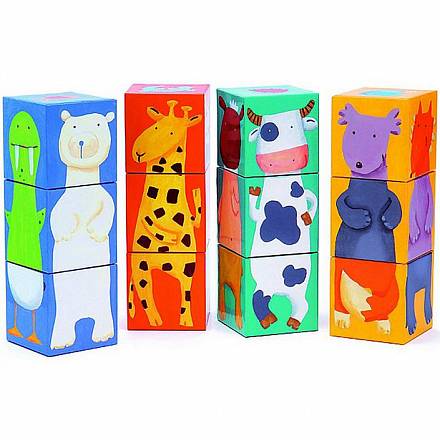 Кубики - Животные, 12 штук 