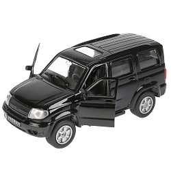 Джип УАЗ Patriot, черный, 12 см, открываются двери и багажник, инерционный механизм (Технопарк, SB-17-81-UP1-WB) - миниатюра