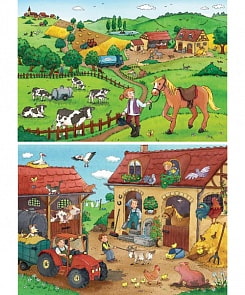 Пазл - Работа на ферме, 2 пазла по 12 деталей (Ravensburger, 07560)