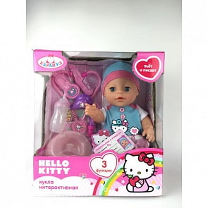 Пупс из серии Hello Kitty 30 см., 3 функции, пьет и писает, закрывает глазки (Карапуз, Y30-DP-DTR-RU-HKsim)