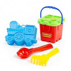 Набор №265: ведро-крепость малое, ситечко-крепость, совок №2, грабельки №2, 1 формочка транспортная (Полесье, 7154)