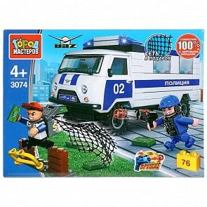 Конструктор из серии УАЗ - Погоня за воришкой, с фигурками, 76 деталей (Город мастеров, SB-3074)