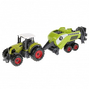 Металлический трактор с прицепом, 19 см (Технопарк, 90222-2R) (ассортимент)