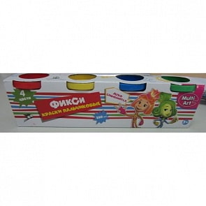Пальчиковые краски - Фиксики, 4 штуки (Multiart, 450FP-FIXsim)