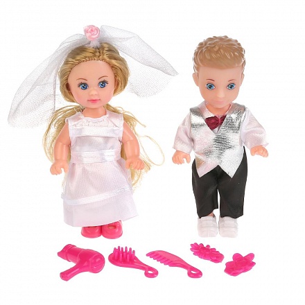 Набор из 2-х кукол - Жених и невеста - Машенька и Сашенька, 12 см 