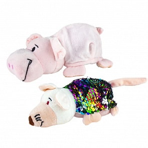 Мягкая игрушка Вывернушка 2в1 Свинья-Крыса, с пайетками на спинке Крысы, 16 см. (1toy, Т16579)