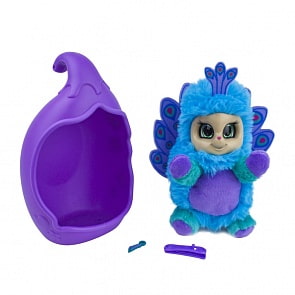 Плюшевая игрушка Bush baby world со спальным коконом, заколкой и шармом – Павлин Паола, 20 см (1toy, Т16319)