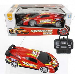 Спортавто Машина на радиоуправлении 27 МГц, 20 см, 4 канала, на батарейках, свет, красная (1Toy, Т13842)
