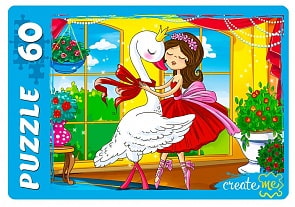 Пазлы Балеринка и лебедь, 60 элементов (Рыжий Кот, ПУ60-7195)
