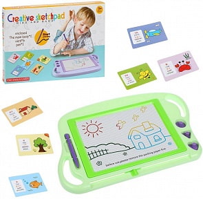 Доска для рисования с 3 штампами и обучающими карточками, цветная (Наша Игрушка, 200554524)