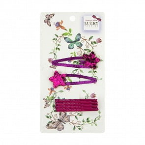 Набор заколок для волос Lukky Fashion - Заколки клик-клак звездочки 2 штуки + невидимки 8 штук (Lukky, Т18544)