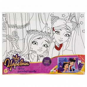 Набор для творчества из серии Царевны. Дарья и Соня, с глиттером, 6 красок + кисть, 15 х 20 см (MultiArt, 26739-TSR)