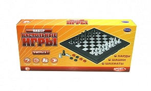 Шахматы, шашки, нарды магнитные 3в1, в коробке (Abtoys, S-00029)