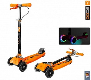 Самокат-трансформер Maxi City RT Shine Gagarin с ручным тормозом, оранжевый (Y-SCOO, 4971RT)