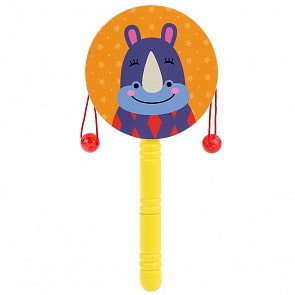 Развивающая игрушка из дерева - Бубен-стучалка музыкальный, 10 см (Буратино, G0104) (ассортимент)