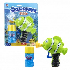 Пистолет механический из серии Океанариум – Рыбка с мыльными пузырями, разные цвета (1toy, Т11552) (ассортимент)