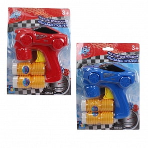 Пистолет механический с мыльными пузырями из серии Мы-шарики! Тачка, разные цвета (1toy, Т15034) (ассортимент)