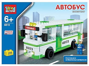 Конструктор пластиковый "Город Мастеров"- Автобус, 288 деталей (Город Мастеров, BB-8819-R)