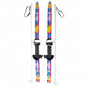 Лыжи детские из серии Быстрики – Коты, 90 см., универсальное крепление Цикл, с палками (Ковров, 330023)