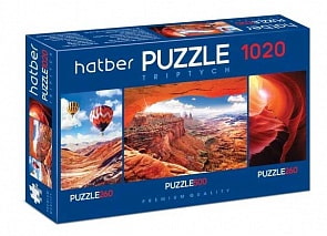 Пазл Premium 260+500+260 элементов – Triptych 3 картинки в 1 коробке: Adventure (Hatber, 1020ПЗ2-20928)