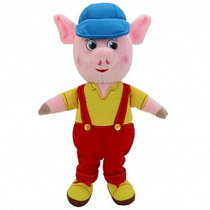 Озвученная мягкая игрушка – Поросенок в комбинезоне и кепке, 26 см (Мульти-пульти, F9454-26C)