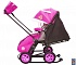 Санки-коляска Snow Galaxy - City-1-1 - Мишка в красной футболке в очках, цвет розовый на больших надувных колесах, сумка, варежки  - миниатюра №2