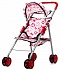 Прогулочная коляска для кукол с корзиной Красотка бело-красный принт  - миниатюра №1