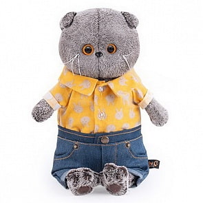 Мягкая игрушка – Басик в джинсовых шортах и желтой рубашке (Budi Basa, Ks25-127)