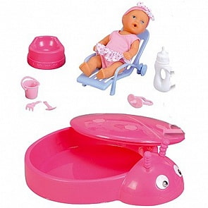 Пупс с аксессуарами для песочницы, 12 см (Simba, 5036914)