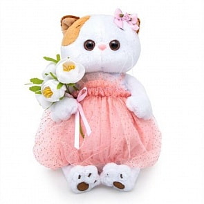 Мягкая игрушка - Кошечка Ли-Ли с белым букетом, 24 см (BudiBasa, LK24-034)