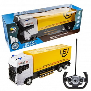 Грузовик Сити-сервис на радиоуправлении 27 МГц, движение во все стороны, свет, акб, 47 см (1toy, Т17669)