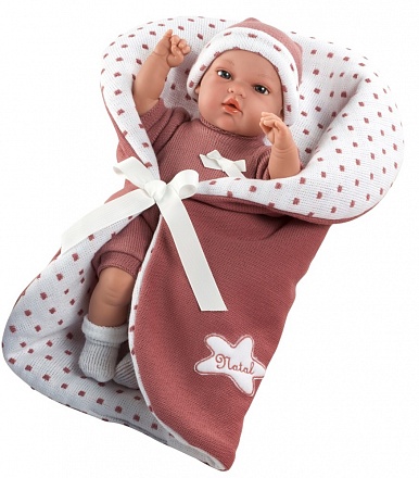 Интерактивная кукла из коллекции Elegance – Пупс, 33 см, в одежде, мягконабивное тело, со светло-бордовым одеялом и соской, плачет 