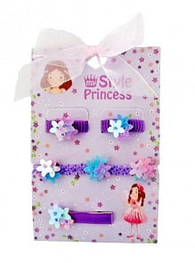 Набор – Сирень, 2 резинки, браслет и заколка (Shantou Gepai, YLB-S017)