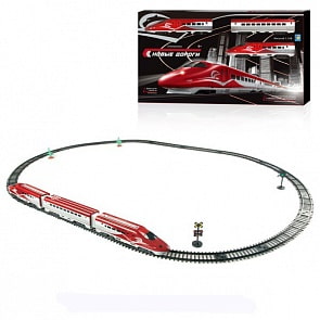 Железная дорога Супер Экспресс, свет, звук, паровоз, 2 вагона, 63 детали (1Тoy, Т10129)