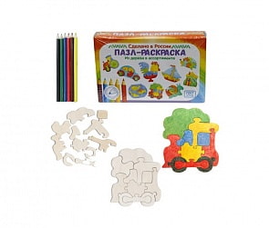 Развивающая игрушка: пазл-раскраска Паровозик (Тимбергрупп, IG0113)